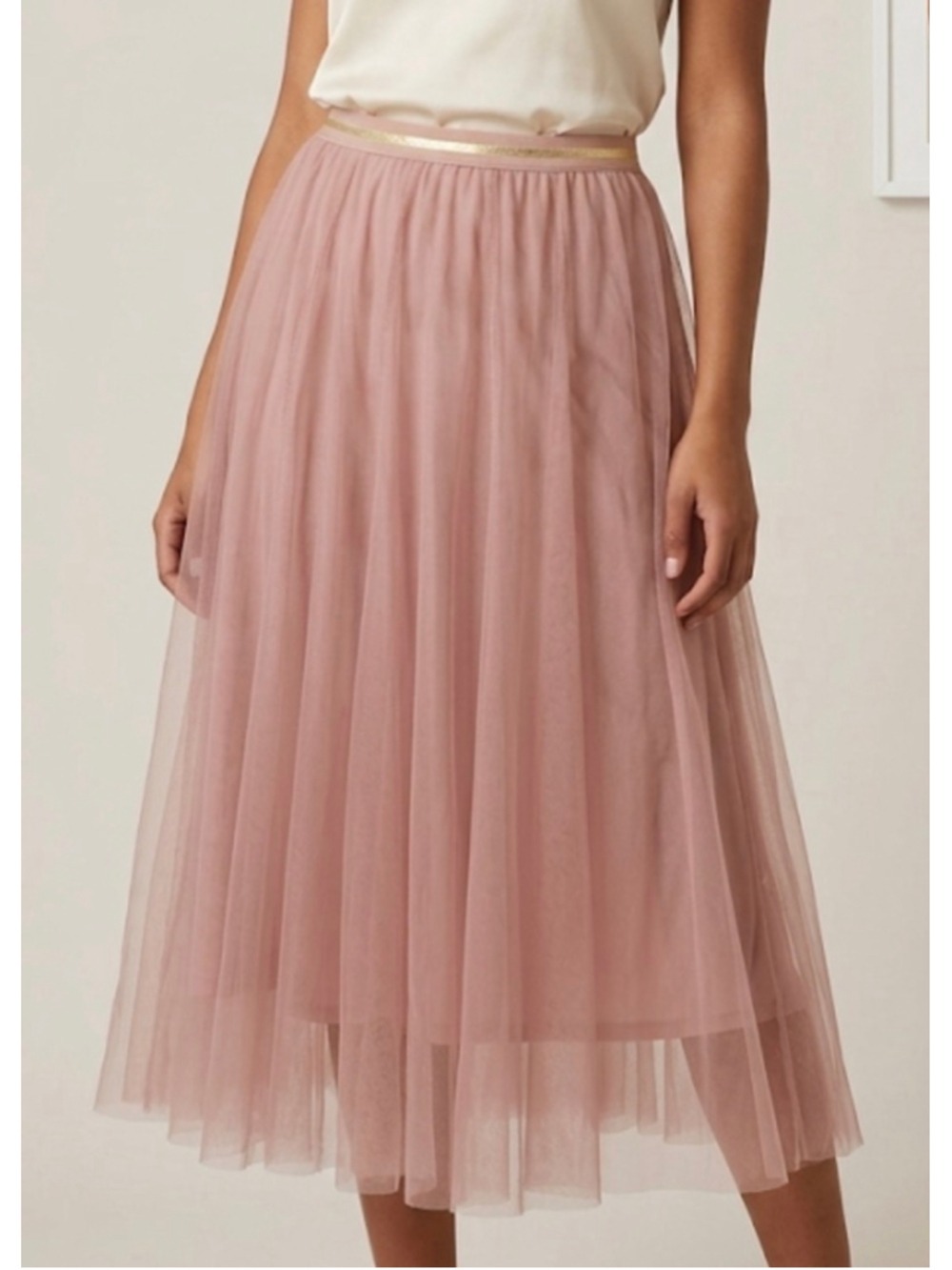 Women's ChicWish Tulle Midi Skirt Size L Pink and Gold